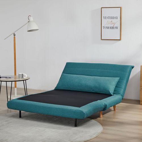 Canapé 2 places convertible IGLOO Tissu bleu canard