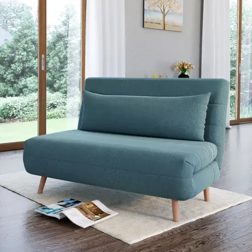 Canapé 2 places convertible IGLOO Tissu bleu canard