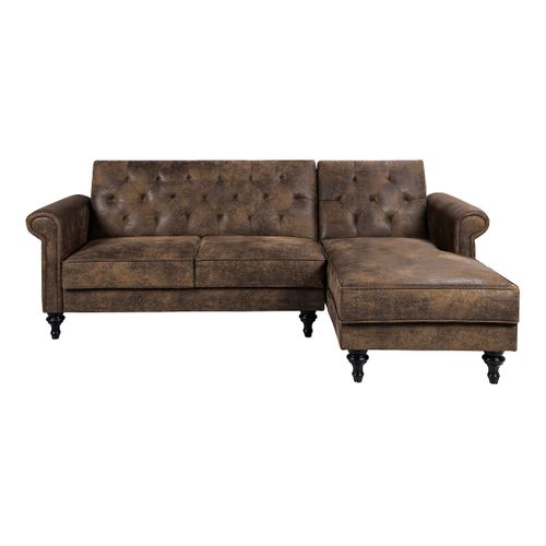 Canapé d'angle convertible méridienne droite COLETTA tissu vintage