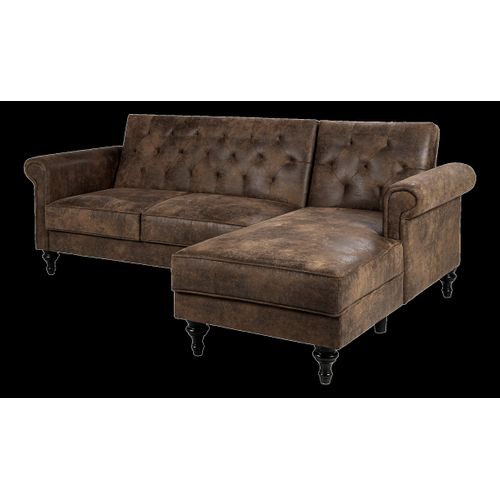 Canapé d'angle convertible méridienne droite COLETTA tissu vintage