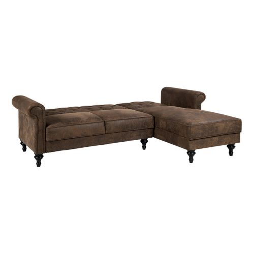 Canapé d'angle convertible méridienne droite COLETTA tissu vintage