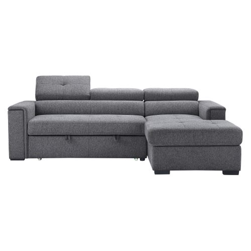 Canapé d'angle convertible méridienne droite RIO tissu gris