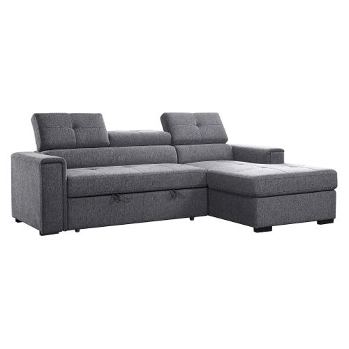 Canapé d'angle convertible méridienne droite RIO tissu gris