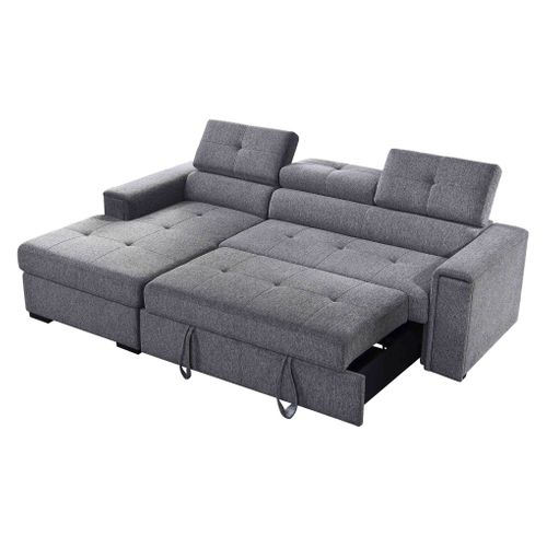 Canapé d'angle convertible méridienne gauche RIO tissu gris