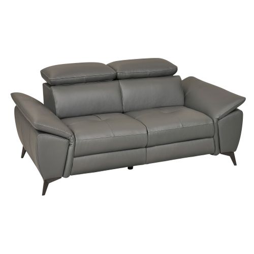 canapé fixe 2 places NEWPORT cuir buffle et croûte taupe