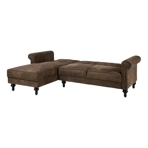 Canapé d'angle convertible méridienne gauche COLETTA tissu vintage