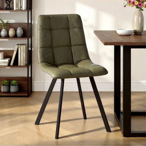 chaise SAVINA polyuréthane kaki vue d'ambiance 1