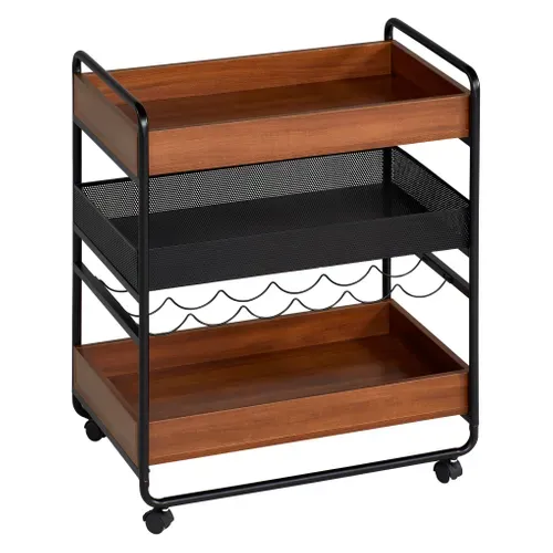 Desserte à roulettes JACK noir vue 3/4