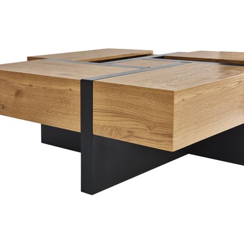 Table basse SQUARE Imitation chêne et noir