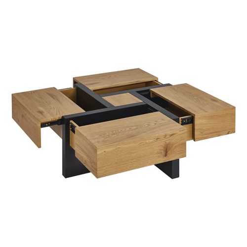 Table basse SQUARE Imitation chêne et noir