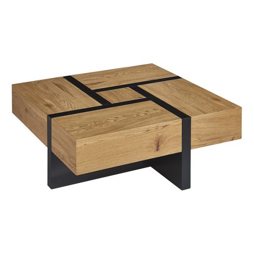 Table basse SQUARE Imitation chêne et noir