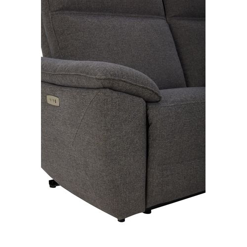 Canapé 3 places 2 relax électriques PLYMOUTH tissu gris foncé vue détaillée