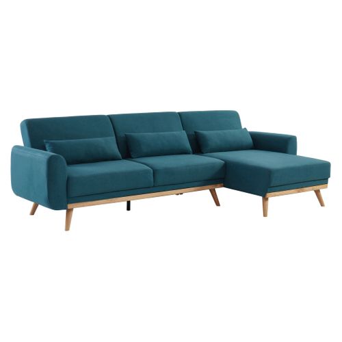 Canapé d'angle convertible méridienne réversible MARINE tissu bleu