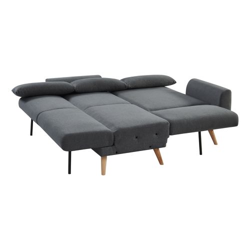 Canapé d'angle convertible méridienne réversible MARINE tissu gris foncé