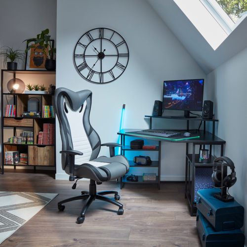 Fauteuil gamer BXGAMING Cobra blanc et gris