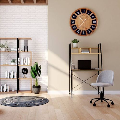 Bureau avec étagére BONO imitation chêne et noir vue d'ambiance 1