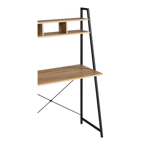 Bureau avec étagére BONO imitation chêne et noir