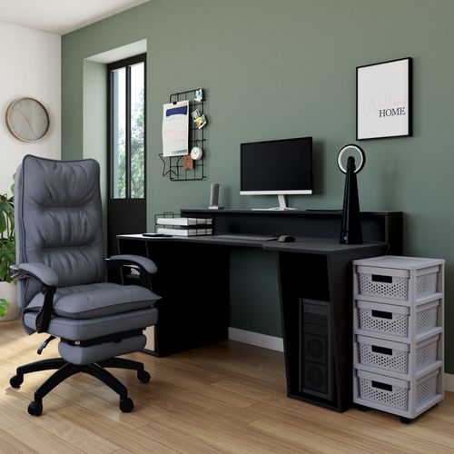 Fauteuil bureau repose pieds FANCY Gris