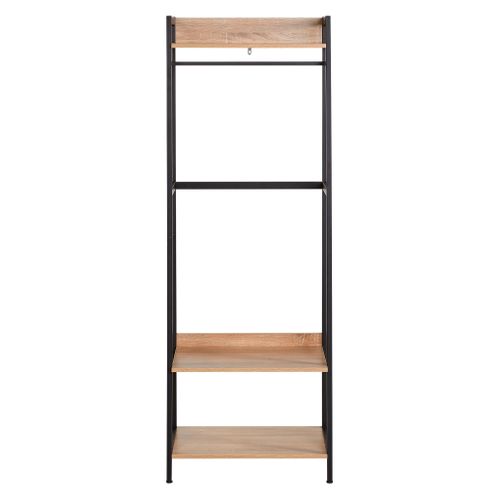 Kit dressing 2 étagères L.64 cm BONO imitation chêne et noir vue de face