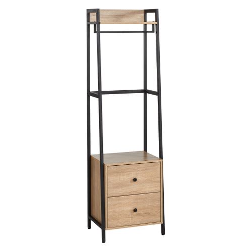 Kit dressing 2 tiroirs L.52 cm BONO imitation chêne et noir vue 3/4