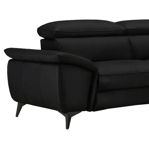 Canapé d'angle droit NEWPORT cuir buffle et croûte noir vue détaillée