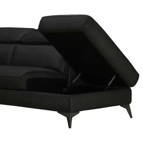 Canapé d'angle droit NEWPORT cuir buffle et croûte noir