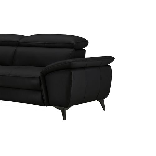 Canapé d'angle gauche NEWPORT cuir croûte et croûte noir