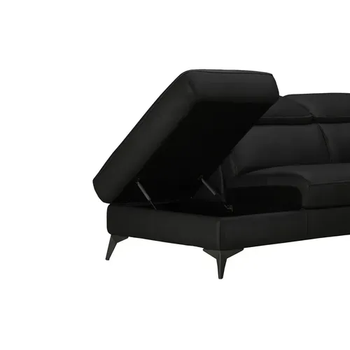 Canapé d'angle gauche NEWPORT cuir croûte et croûte noir