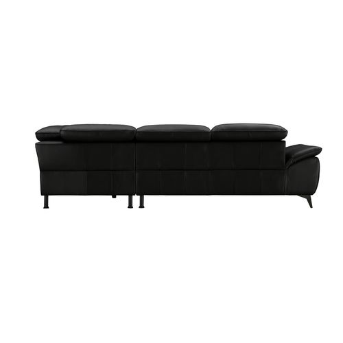 Canapé d'angle droit relax électrique NEWPORT cuir buffle et croûte noir mat