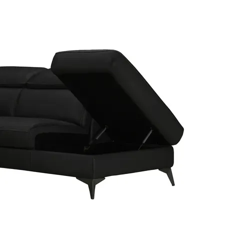 Canapé d'angle droit relax électrique NEWPORT cuir buffle et croûte noir mat