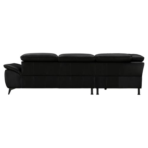 Canapé d'angle gauche relax électrique NEWPORT cuir buffle et croûte noir vue de derrière