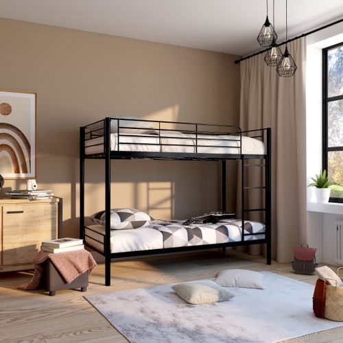 Lit superposé 2x90x190 cm URBAN 3 métal noir