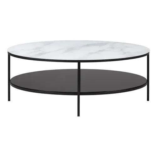Table basse ovale - Noir / blanc MARBELA vue de face