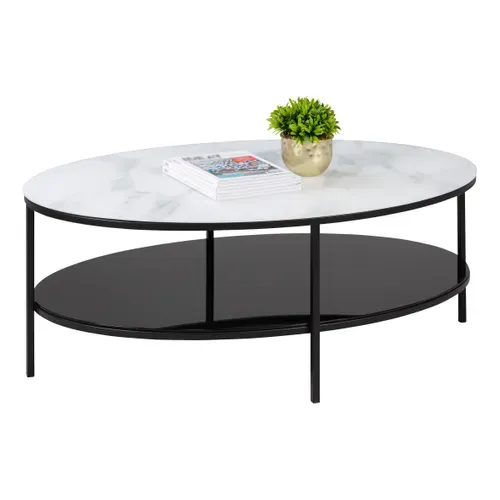 Table basse ovale - Noir / blanc MARBELA