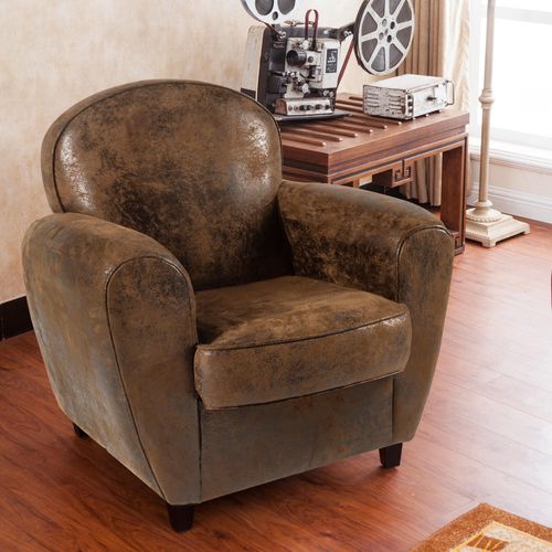 Fauteuil Vintage  CLUB tissu microfibre marron