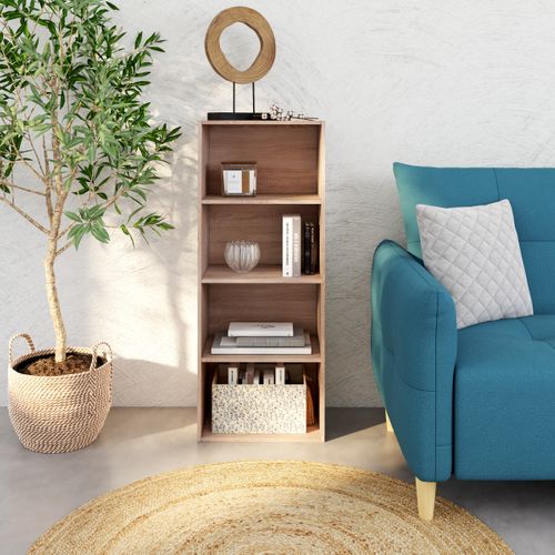 Etagére 4 cases POYANG 3 imitation chêne