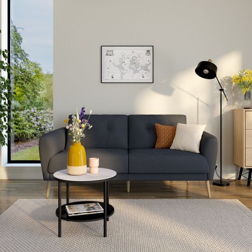 Canapé 3 places ZOE II tissu bleu foncé