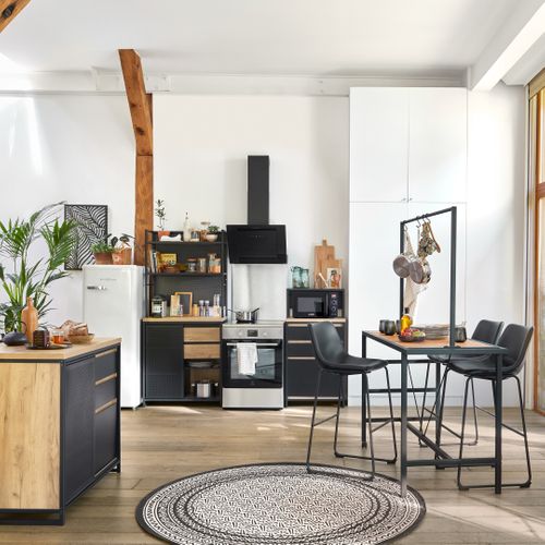 Buffet haut 180 cm BOSTON noir chêne