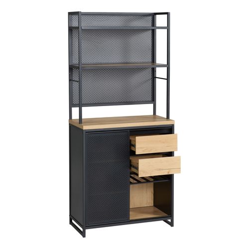 Buffet haut 180 cm BOSTON noir chêne