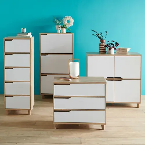 Meuble à chaussures NORDIC blanc et imitation chêne