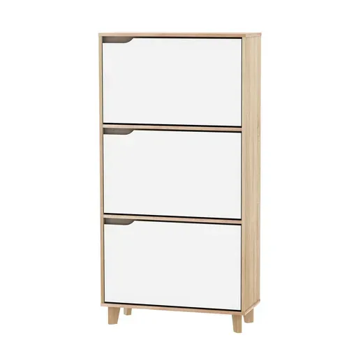 Meuble à chaussures NORDIC blanc et imitation chêne