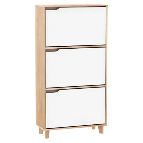 Meuble à chaussures NORDIC blanc et imitation chêne