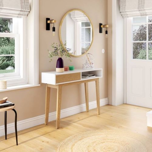 Console 1 tiroir / 1 niche CLEO imitation chêne sonoma/blanche