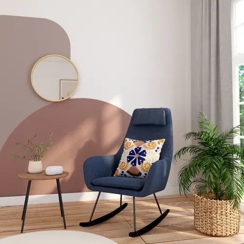 Fauteuil à bascule MOON II tissu bleu vue d'ambiance 1
