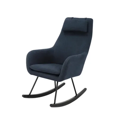 Fauteuil à bascule MOON II tissu bleu vue de profil