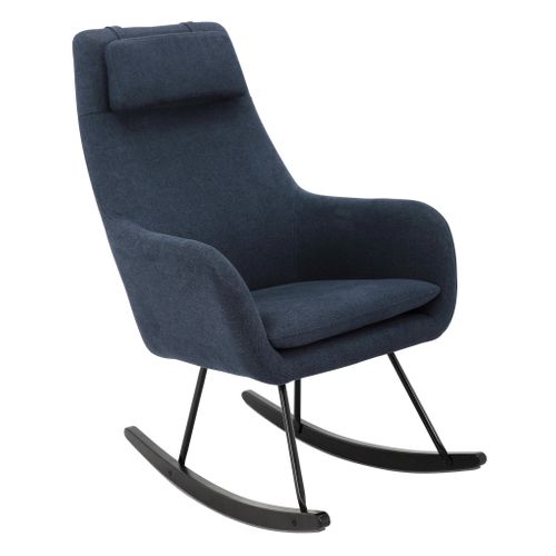 Fauteuil à bascule MOON II tissu bleu vue 3/4