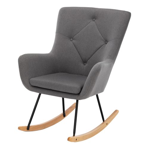 Fauteuil à bascule ROCKY II tissu gris vue de profil