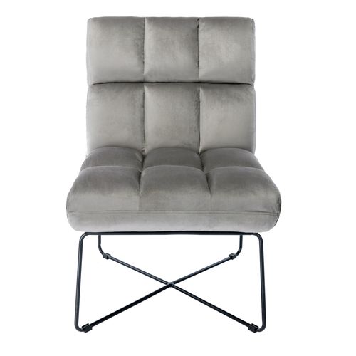Fauteuil LOU tissu velours gris taupe vue de face
