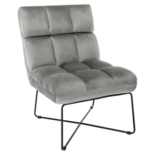 Fauteuil LOU tissu velours gris taupe vue 3/4