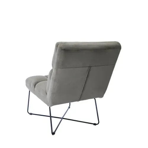 Fauteuil LOU tissu velours gris taupe vue de derrière
